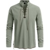 JEMITOP Men’s Pure Cotton Renaissance Lace Up Shirt(Sage Green)