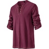 JEMITOP Mens Pure Cotton Vintage Shirt Renaissance Costume Without Belt(Burgundy)