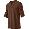 JEMITOP Mens Pure Cotton Vintage Shirt Renaissance Costume Without Belt(Dark Brown)