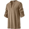 JEMITOP Mens Pure Cotton Vintage Shirt Renaissance Costume Without Belt(Dark Khaki)