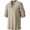 JEMITOP Mens Pure Cotton Vintage Shirt Renaissance Costume Without Belt(Khaki)
