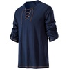 JEMITOP Mens Pure Cotton Vintage Shirt Renaissance Costume Without Belt(Navy Blue)