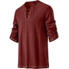 JEMITOP Mens Pure Cotton Vintage Shirt Renaissance Costume Without Belt(Rust Red)