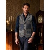 JEMITOP Mens Vintage Patchwork Casual Suit Vest with Pockets(Blue)