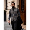 JEMITOP Mens Vintage Patchwork Casual Suit Vest with Pockets(Blue)