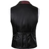 JEMITOP Mens Vintage Patchwork Casual Suit Vest with Pockets(Burgundy)