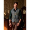 JEMITOP Mens Vintage Patchwork Casual Suit Vest with Pockets(Green)
