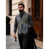 JEMITOP Mens Vintage Patchwork Casual Suit Vest with Pockets(Green)