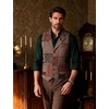JEMITOP Mens Vintage Patchwork Casual Suit Vest with Pockets(Orange)