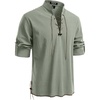 JEMITOP Men’s Pure Cotton Renaissance Lace Up Shirt(Sage Green)
