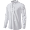 JEMITOP Men’s Pure Cotton Renaissance Lace Up Shirt(White)