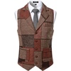 JEMITOP Mens Vintage Patchwork Casual Suit Vest with Pockets(Orange)
