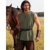 JEMITOP Mens Renaissance Viking Medieval Shirt Costume Without Belt(Army Green)