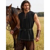JEMITOP Mens Renaissance Viking Medieval Shirt Costume Without Belt(Black)