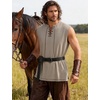 JEMITOP Mens Renaissance Viking Medieval Shirt Costume Without Belt(Khaki)