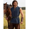 JEMITOP Mens Renaissance Viking Medieval Shirt Costume Without Belt(Navy Blue)