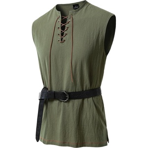 JEMITOP Mens Renaissance Viking Medieval Shirt Costume Without Belt(Army Green)