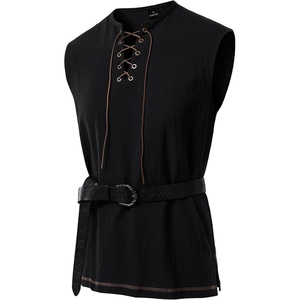 JEMITOP Mens Renaissance Viking Medieval Shirt Costume Without Belt(Black)
