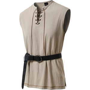 JEMITOP Mens Renaissance Viking Medieval Shirt Costume Without Belt(Khaki)