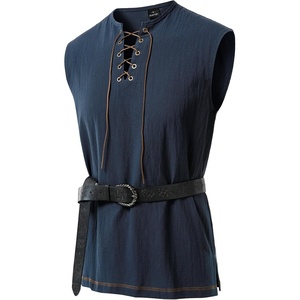 JEMITOP Mens Renaissance Viking Medieval Shirt Costume Without Belt(Navy Blue)
