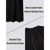 JEMITOP Men Renaissance Medieval Viking Tunic Costume Shirt(Black)