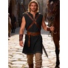 JEMITOP Men Renaissance Medieval Viking Tunic Costume Shirt(Black)