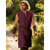 JEMITOP Men Renaissance Medieval Viking Tunic Costume Shirt(Burgundy)