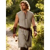 JEMITOP Men Renaissance Medieval Viking Tunic Costume Shirt(Khaki)