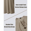 JEMITOP Men Renaissance Medieval Viking Tunic Costume Shirt(Khaki)