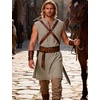 JEMITOP Men Renaissance Medieval Viking Tunic Costume Shirt(Khaki)
