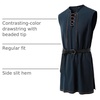 JEMITOP Men Renaissance Medieval Viking Tunic Costume Shirt(Navy Blue)