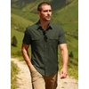 JEMITOP Mens Casual Stretch Short Sleeve Work Shirts(Army Green)