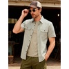 JEMITOP Mens Casual Stretch Short Sleeve Work Shirts(Beige)
