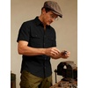 JEMITOP Mens Casual Stretch Short Sleeve Work Shirts(Black)