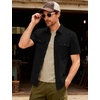 JEMITOP Mens Casual Stretch Short Sleeve Work Shirts(Black)
