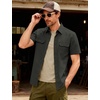 JEMITOP Mens Casual Stretch Short Sleeve Work Shirts(Dark Grey)