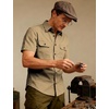 JEMITOP Mens Casual Stretch Short Sleeve Work Shirts(Khaki Yellow)