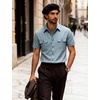 JEMITOP Mens Casual Stretch Short Sleeve Work Shirts(Light Blue)