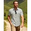 JEMITOP Mens Casual Stretch Short Sleeve Work Shirts(Light Grey)