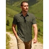 JEMITOP Mens Casual Stretch Short Sleeve Work Shirts(Olive Green)