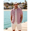 JEMITOP Mens Casual Stretch Short Sleeve Work Shirts(Pink)