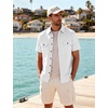 JEMITOP Mens Casual Stretch Short Sleeve Work Shirts(White)
