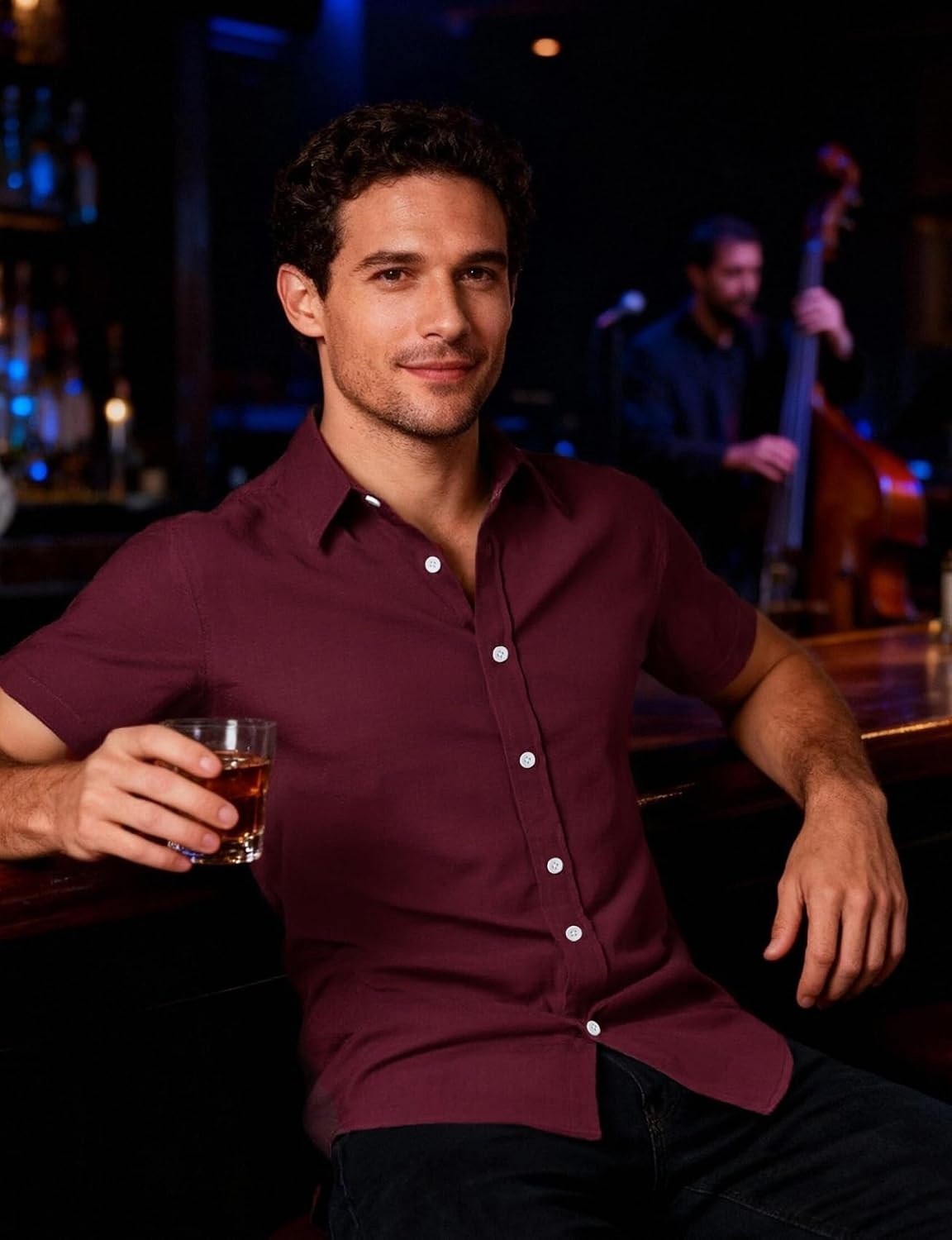 image:imageJEMITOP Mens Casual Stretch WrinkleFree Textured Shirts