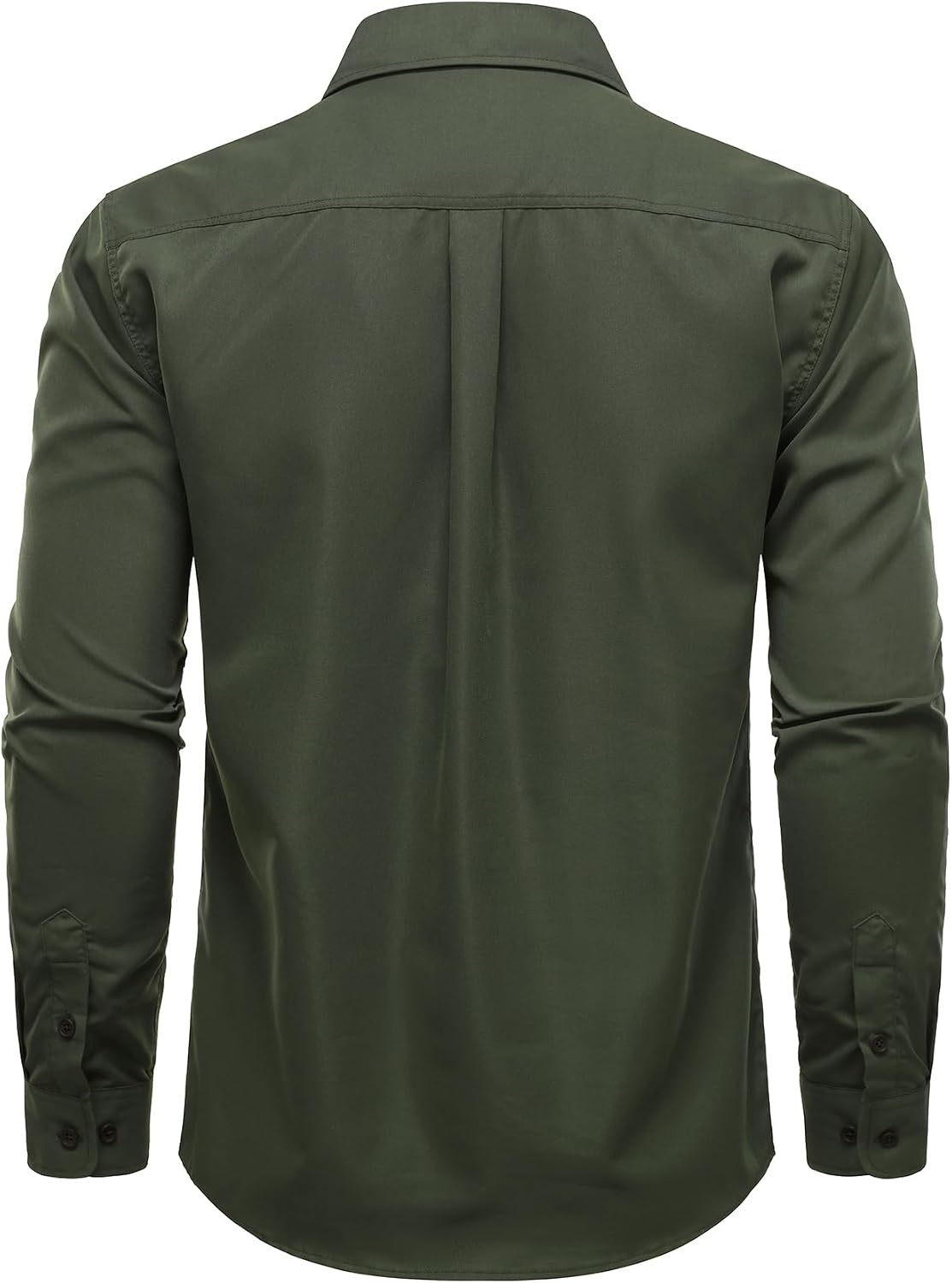 image:imageJEMITOP Mens Casual Vintage Stretch Long Sleeve Work ShirtArmy Green