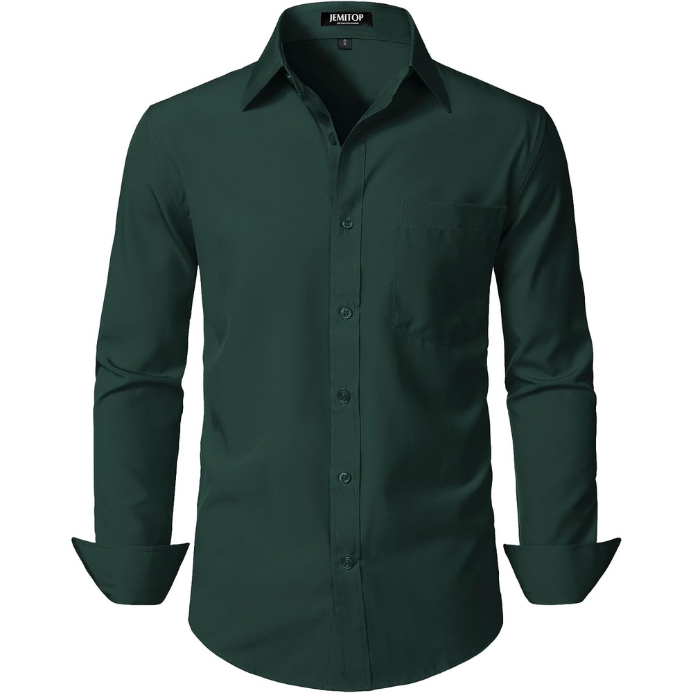 image:imageJEMITOP Men Stretch Business Casual Dress ShirtsDark Green