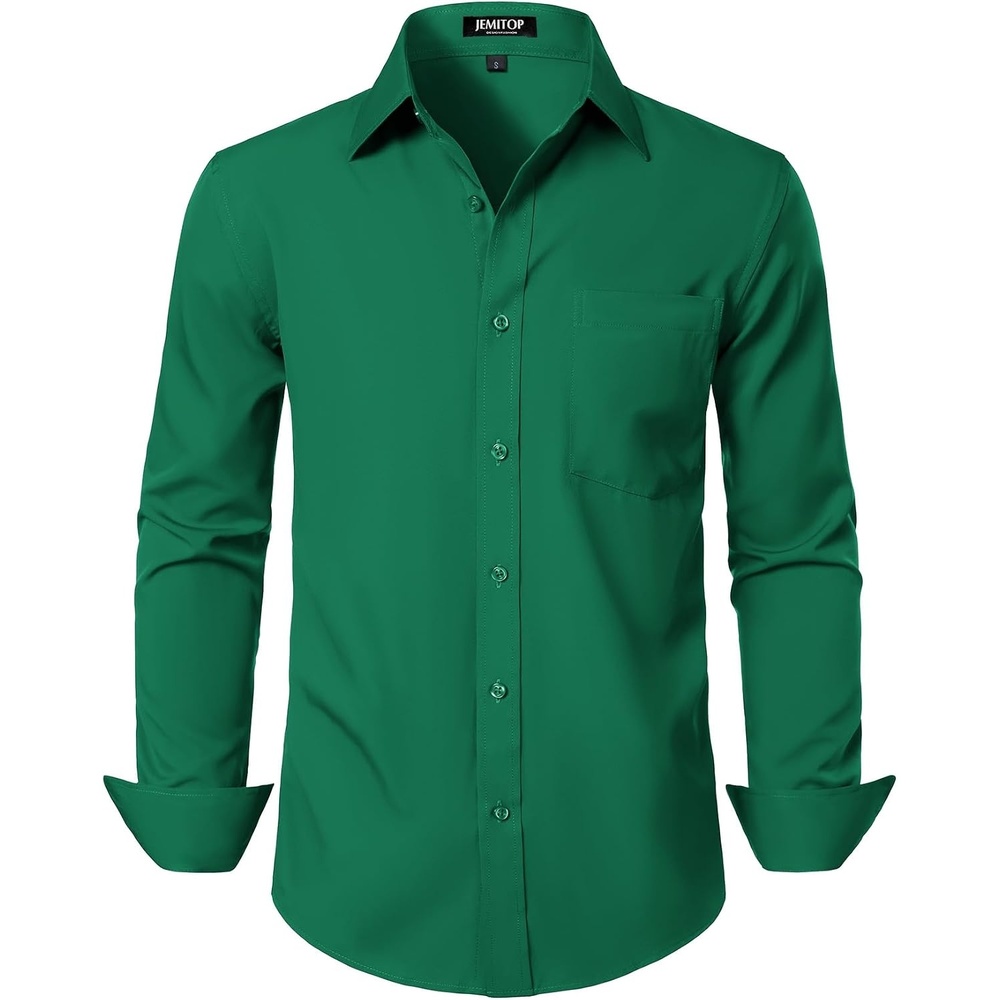 image:imageJEMITOP Men Stretch Business Casual Dress ShirtsGreen