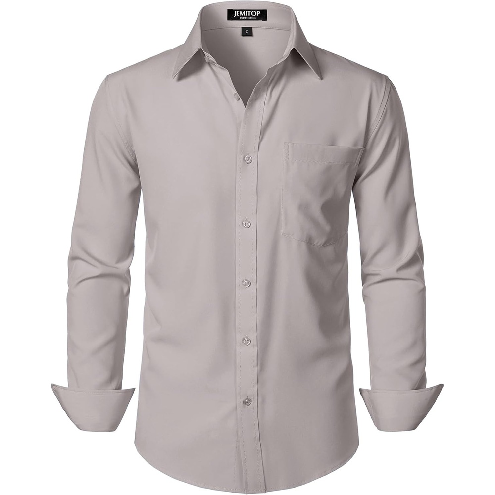 image:imageJEMITOP Men Stretch Business Casual Dress ShirtsLight Grey