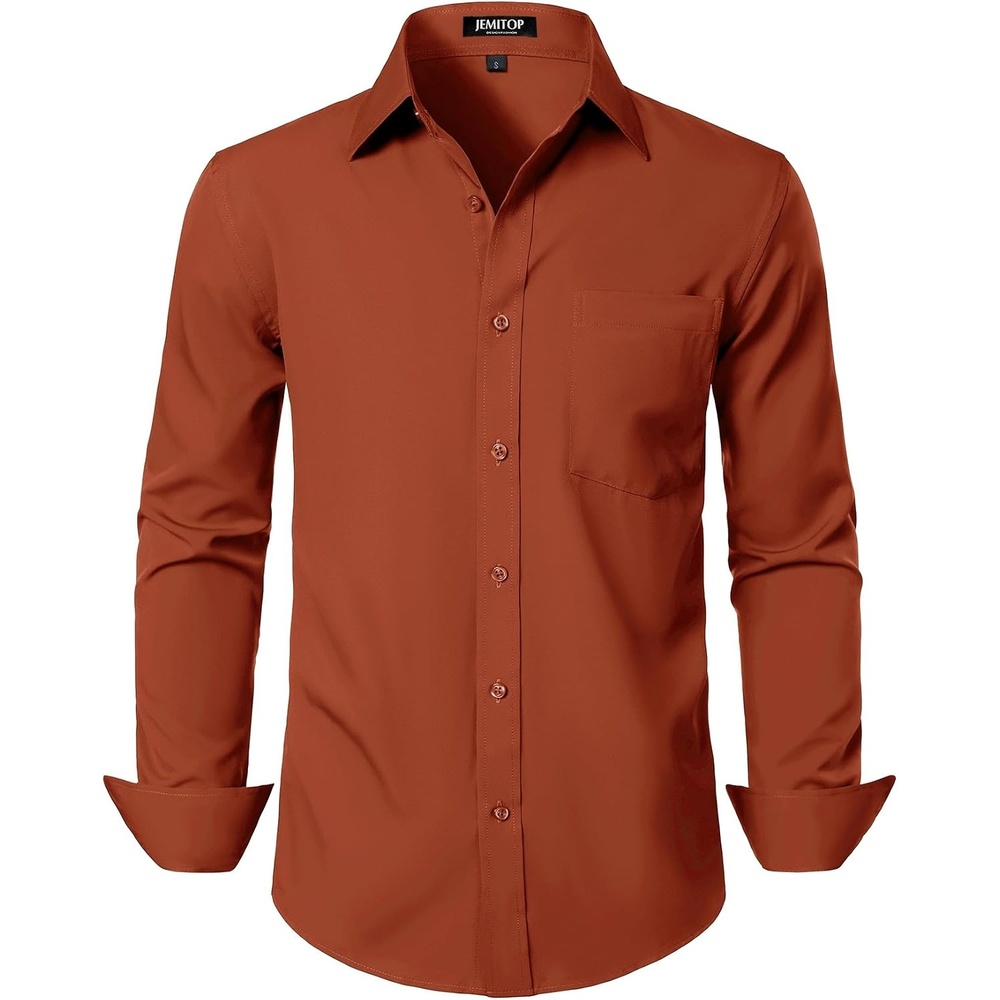 image:imageJEMITOP Men Stretch Business Casual Dress ShirtsRust Red