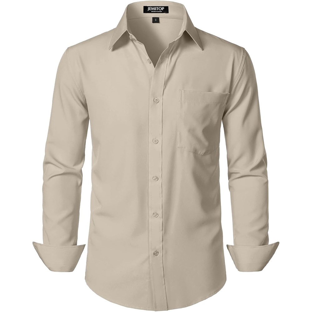 image:imageJEMITOP Men Stretch Business Casual Dress ShirtsTan