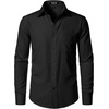 JEMITOP Men Stretch Business Casual Dress Shirts(Black)